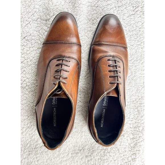 Nordstrom Cap Toe lace-up Oxford Cognac leather ortholite insole - Sz 8.5 - H19 main image 9
